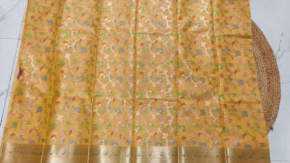 YELLOW PAITHANI KOTA CHEQUE SAREES