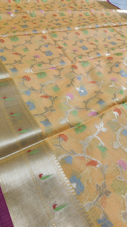 YELLOW PAITHANI KOTA CHEQUE SAREES