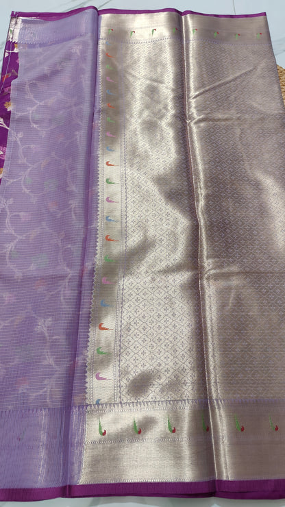 LAVENDER PAITHANI KOTA CHEQUE SAREES