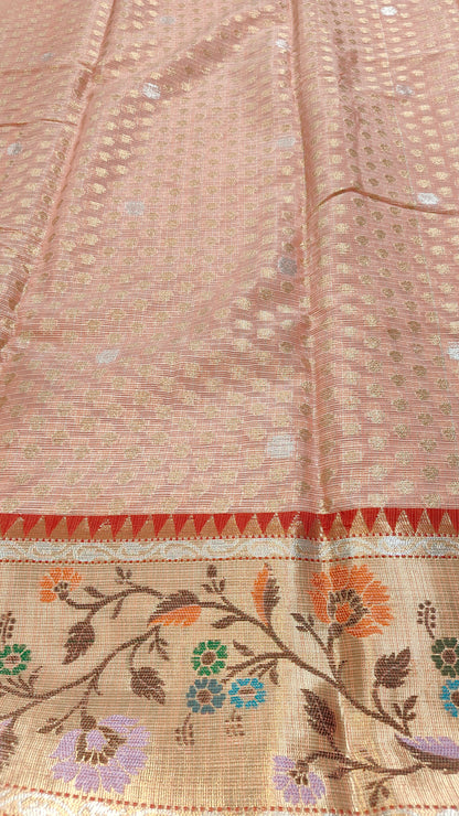 RED PAITHANI KOTA CHEQUE SAREES