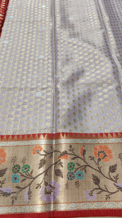LIGHT BLUE PAITHANI KOTA CHEQUE SAREES