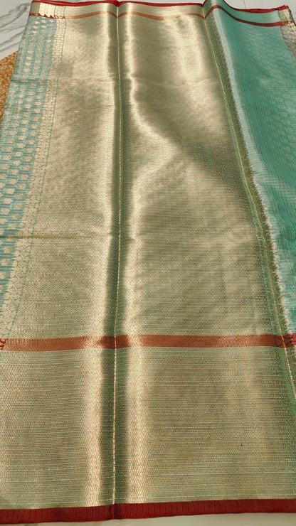 SEA GREEN PAITHANI KOTA CHEQUE SAREES