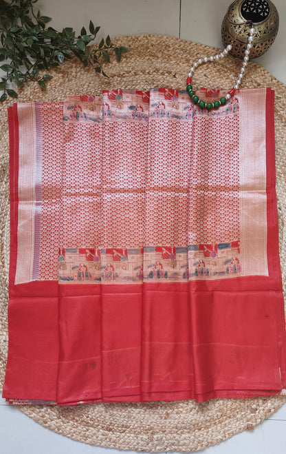 RED WARM SILK BANARASI GHAT SAREE