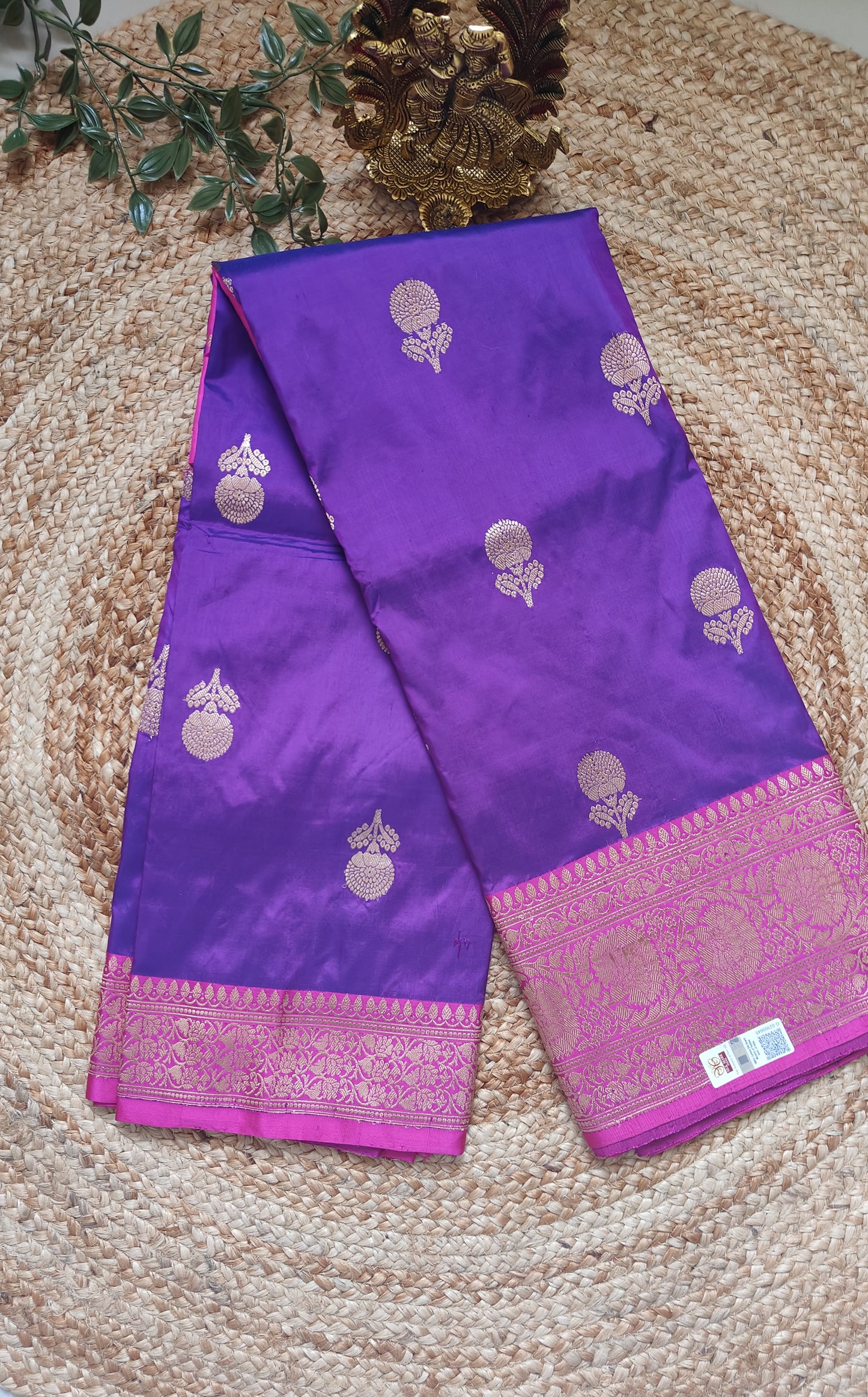 PURPLE PURE KATAN SILK SAREE WITH ANTIQUE ZARI