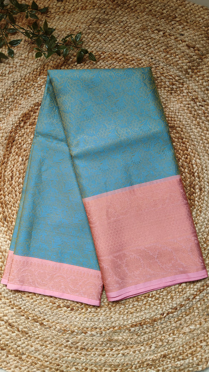 BLUE SEMI KANCHI SILK SAREE