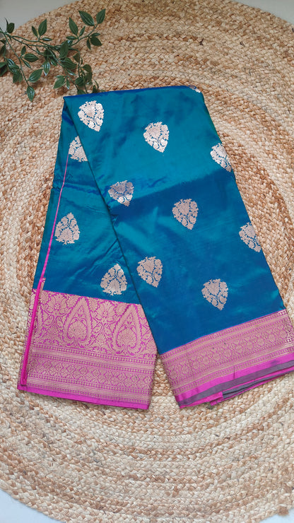 MAYURI PANKHI PURE KATAN SILK SAREE WITH ANTIQUE ZARI