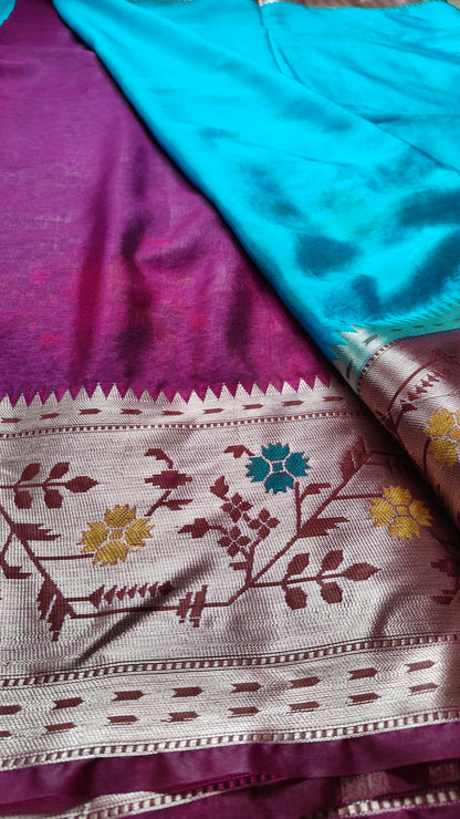 WARM SILK PAITHAINI BORDER CUT WORK SAREE