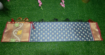 GREY COTTON SILK MEENA SAREE