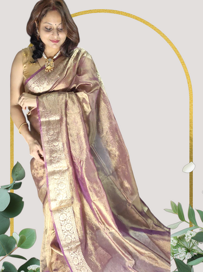 PINK TONE CRUSHED TISSUE SILK SAREE