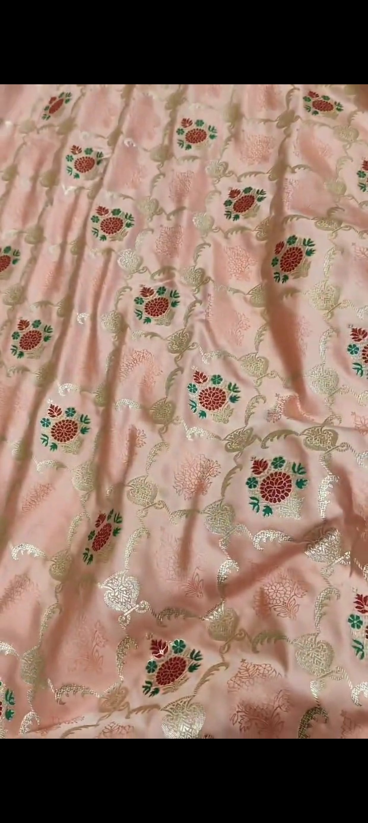 PEACH PINK MASHRU KATAN SILK SAREE