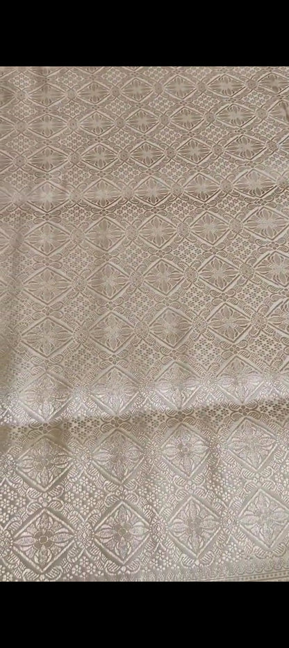 CREAM MASHRU KATAN SAREE