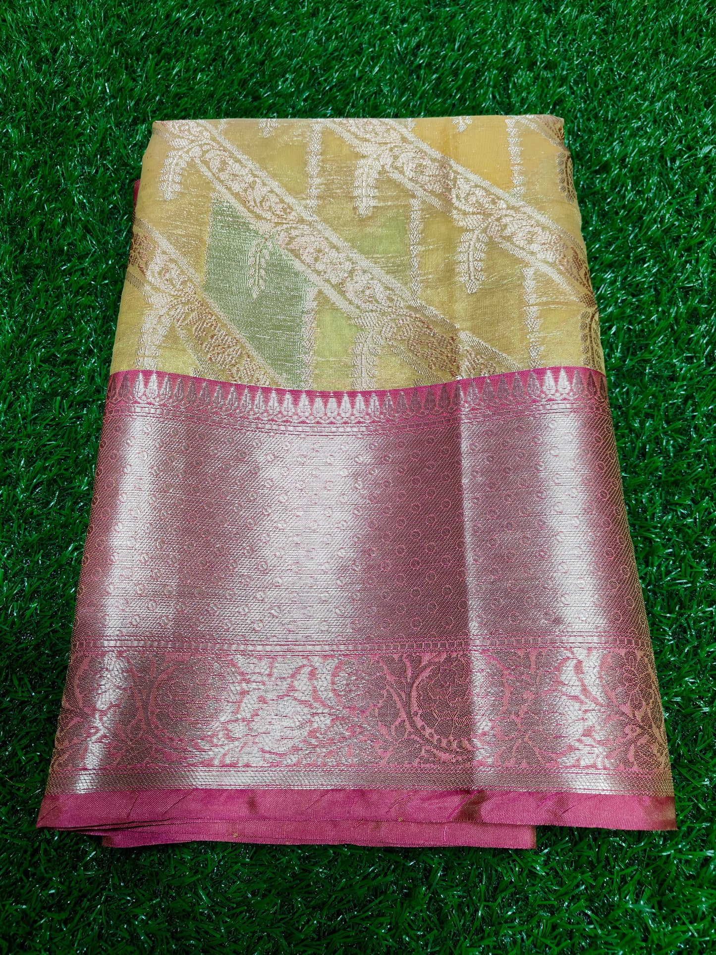 YELLOW RANGKAT KORA ORGANZA SAREE