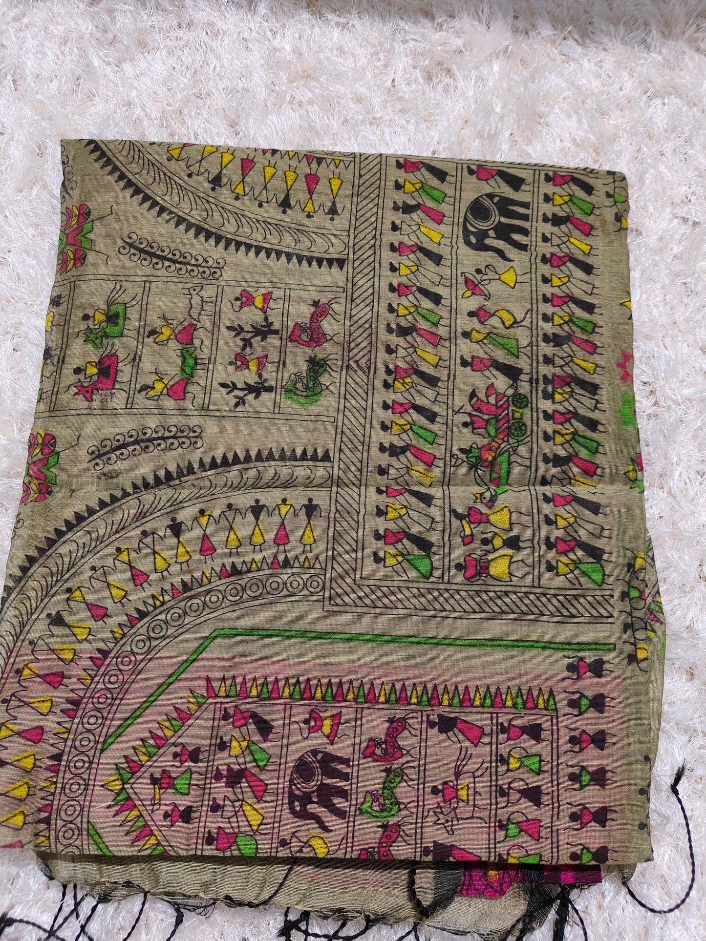 MAGENTA BANGAL COTTON SILK WITH MANDALA ART PRINT