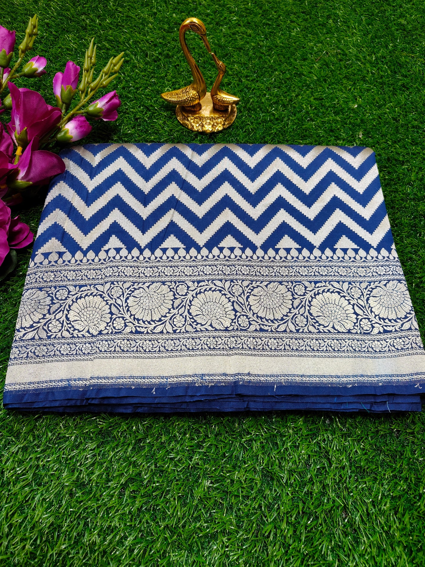 NEVY BLUE SEMI KATAN SILVER ZARI