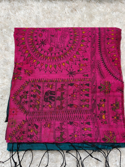 SEA GREEN COTTON SILK SAREE WITH MANDALA PRINT