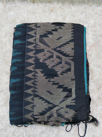 LINEN COTTON SAREE WITH GANGA JAMUNA BORDER