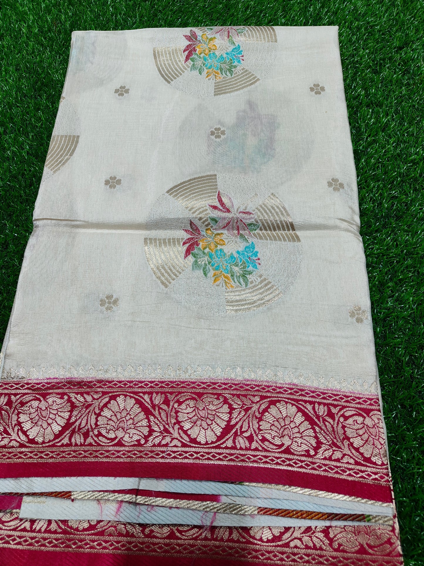 Cream MOONGA SILK SAREE