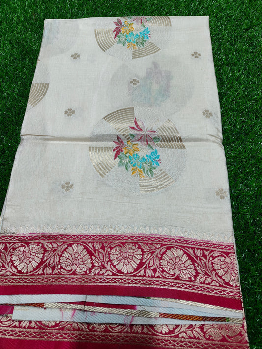 Cream MOONGA SILK SAREE