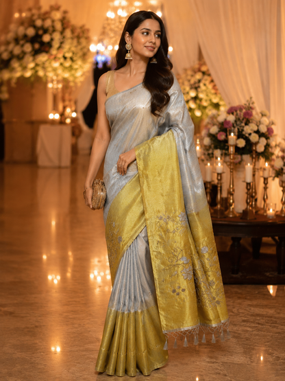 SUNEHRI LINEN TISSUE SILK SAREES