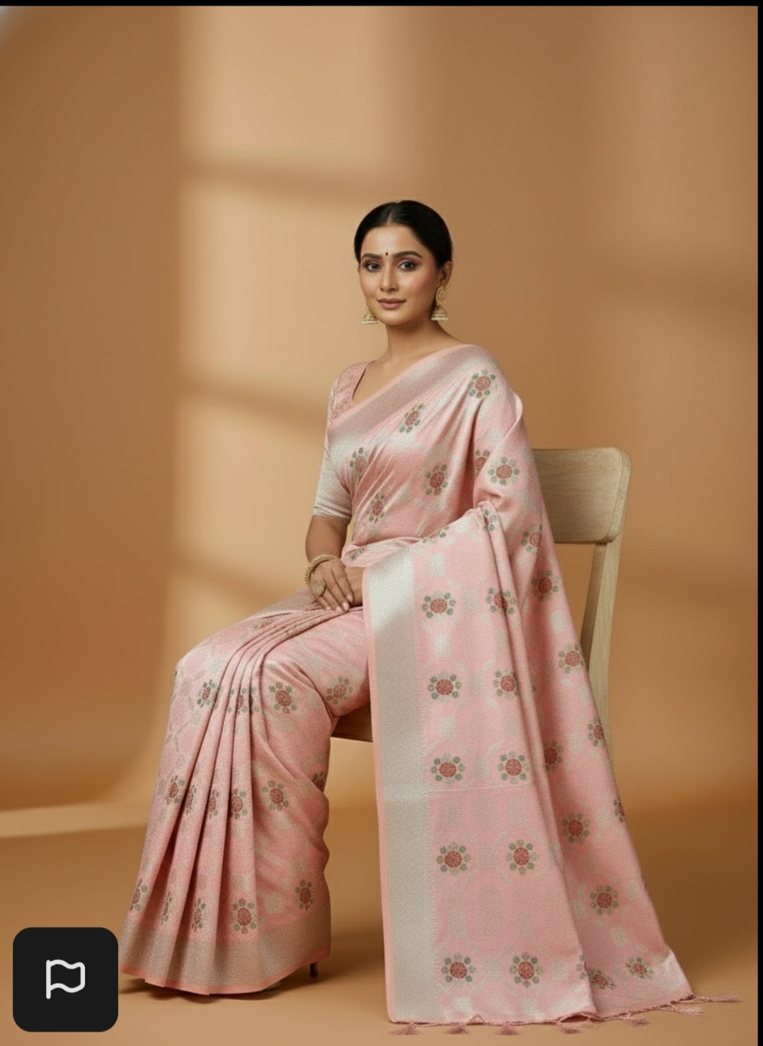 PEACH PINK MASHRU KATAN SILK SAREE