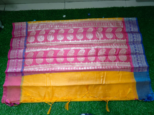 YELLOW KOTA GANGA JAMUNA BORDER SAREE